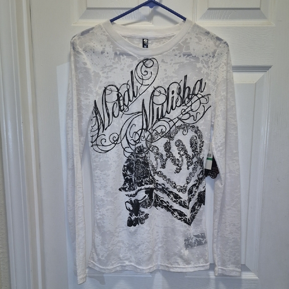 Metal Mulisha White and Black Long Sleeve Tee - Picture 1 of 9